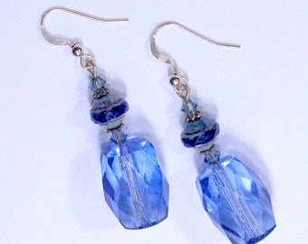 Light Blue Swarovski Crystal, Czech Crystal and Czech Glass Earrings