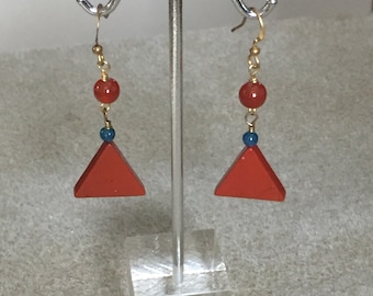 Carnelian, Apatite, and Red Jasper Dangle Earrings
