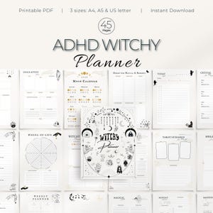 ADHD Witchcraft Planner – Spiritual Printable Journal for Moon Rituals, Manifestation & Tarot Tracker