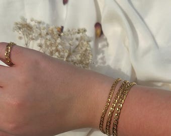 Gold Chain Bracelet Stack: 18k Gold Plated Stainless Steel