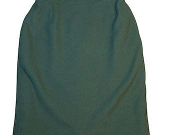 Escada Margaretha Ley Vintage Forest Green Pure New Wool Pencil Skirt 38 Classic