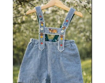 Vintage Hutzler's European Toddler Romper Swiss Alpine Folk Embroidered Cow 3T