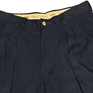 Vtg Tommy Bahama Silk Pleated Shorts Men 30 Navy Blue Summer Old Money Coastal image 3