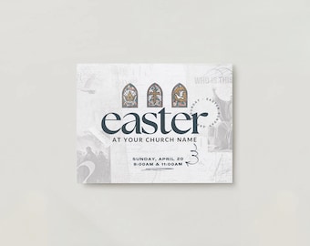 Oster Kirche einladen Canva | Ostern Postkarte | Bearbeitbare Canva Vorlage | Kirche einladen |  Ostern Einladung | Einseitige Ostereinladung