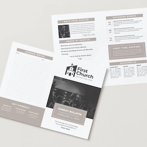 Editable Church Brochure Template | Church Graphics Canva Template | Customizable Bulletin Canva Template | Bifold Canva Template