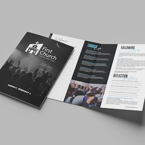 Editable Church Bulletin | Canva Church Graphics | Editable Church Bulletin Canva Template | Editable Church Brochure in Canva