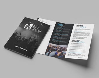 Bearbeitbare Kirchen Bulletin Vorlage | Canva Grafiken (Digitaler Download)