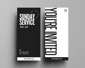 Moderne Kirche laden Vorlage ein: Bearbeitbare Canva Karte (PDF)