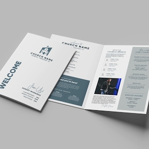 Editable Canva Church Bulletin | Church Bulletin Canva Template,  Bifold Canva Template, Editable Bulletin, Printable Bulletin