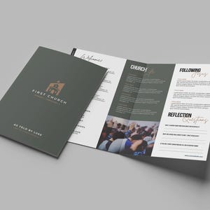 Church Brochure Template | Church Graphics Canva Template | Customizable Bulletin Canva Template | Bifold Canva Template