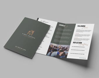 Kirche Bulletin Vorlage | Anpassbare zweifache Canva Vorlage (digital)
