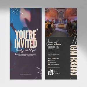 Editable Modern Church Invite Card: Canva Template for Church Invite Cards & Bulletins
