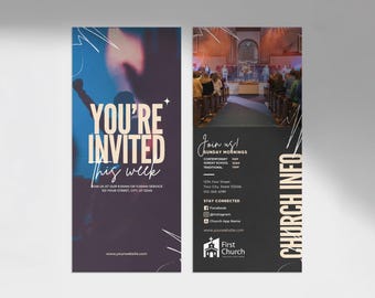 Moderne Kirche Einladung Vorlage: Bearbeitbare Karte & Bulletin (Canva)
