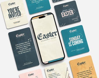 Bearbeitbare Oster-Gemeinschaften in der Kirche: Canva-Vorlagen für soziale Medien und Grafiken