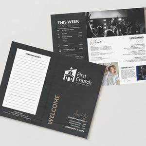 Church Brochure Template | Church Graphics Canva Template | Customizable Bulletin Canva Template | Bifold Canva Template
