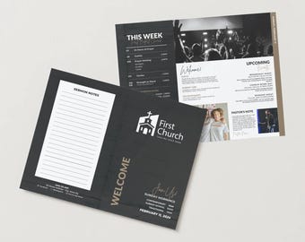 Plantilla de boletín de la iglesia / Diseño plegable de Canva