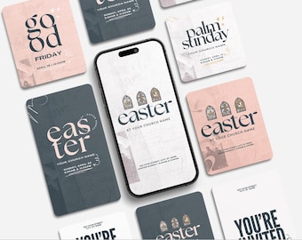 Canva Ostern Social Media Pack | Kirche Canva Vorlagen, Ostern Social Media Grafiken