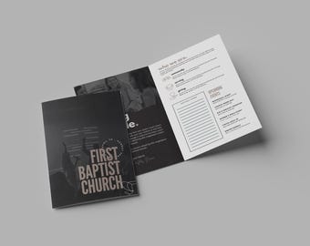 Bearbeitbare Bulletin der Kirche Canva Vorlage | Dreifaches Kirchenprogramm (Digital)