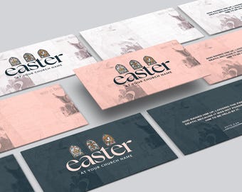 Bearbeitbare Osterkirche Grafik: Canva Vorlage für Osterpredigt