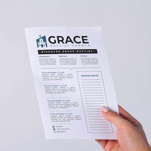 Editable Church Brochure Template | Church Graphics Canva Template | Customizable Bulletin Canva Template | Single Page Church Bulletin