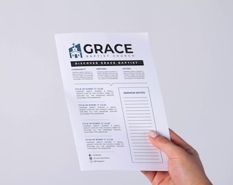 Plantilla editable para boletín de iglesia / Gráficos de Canva para iglesias (digitales)