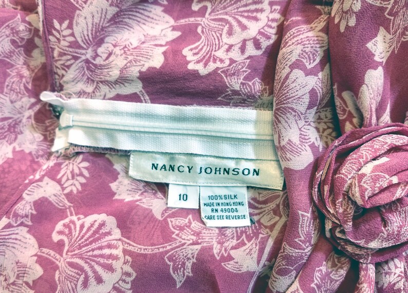 Fabulous Vintage 20s-30s Inspired Silk Chiffon Designer Nancy Johnson Raspberry Rose Pink Super Feminine Garden Party Dress
