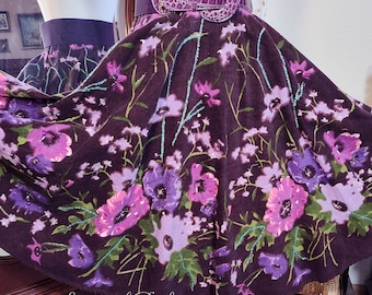 50s Inspired Vintage 1990s Sequined Rockabilly Pinup Full Circle Swing Skirt - Vibrant Purples - New with Tags -- SM/M