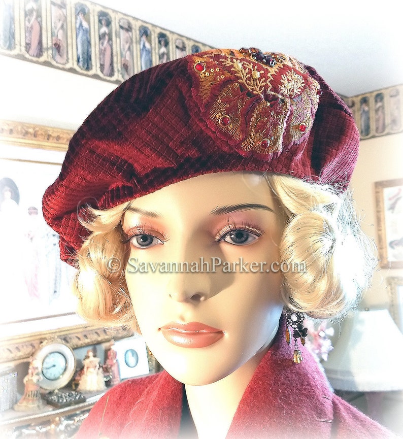 1920s Autumn Red French Silk Velvet 