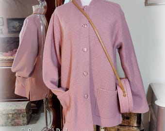 Gorgeous 1980s Pink Wool Jacket - Superb Unworn Condition - Classic Style - Front Pockets - S/M/L