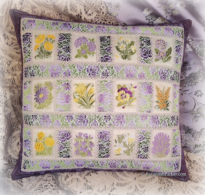 Spectacular Lilac and Yellow Romantic All Silk Handsewn Exquisite