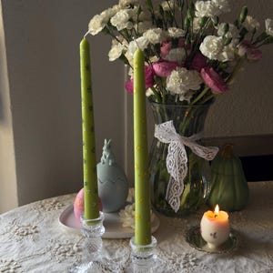 Set of 3 Taper candles, Yandcrafted Dinner sticks. painted candles