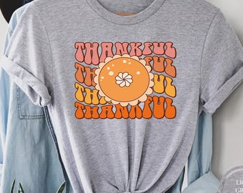 Thankful Vibes Pumpkin Pie T-Shirt, Retro Thanksgiving Shirt