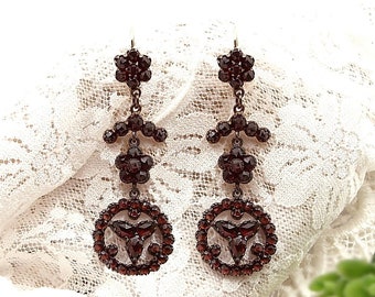 Aureate Vintage garnet earrings w/14k gold wiresVictorian style NM240320