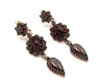 Cascade drop garnet earrings in Victorian style F230926b