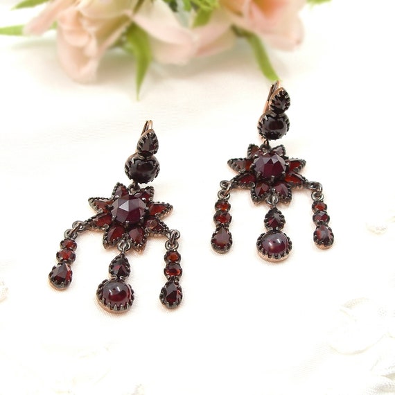 Garnet discount chandelier earrings