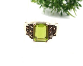 Vintage marcasite Art Deco paste Peridot ring size 7 3/4 L230125r