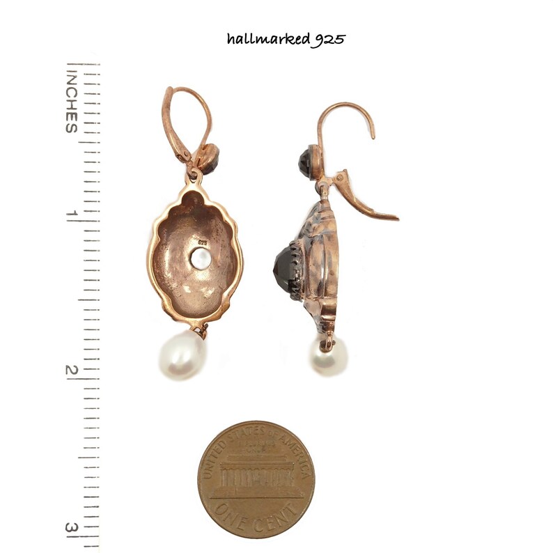 Baroque style Vintage garnet earrings with pearldrop \u0413\u0420\u0410\u041d\u0410\u0422 salestax refunded