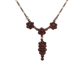 Delicate Vintage garnet vinegrape necklace in Victorian style 231220j