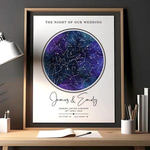 Personalisierte Sternenkarte Geschenk, Custom Night We Met Jahrestag Geschenk, Geschenk für Sie, Verlobungsgeschenk, Sternenkonstellation Karte Poster, Hochzeitsgeschenk