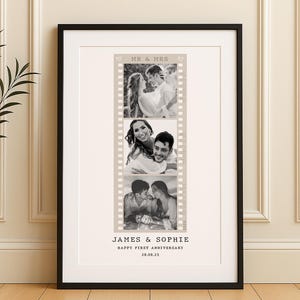 Collage fotografico di coppia personalizzato - Stampa di pellicola "Mr & Mrs" - Regalo di coppia personalizzato per il primo anniversario - Regalo di San Valentino