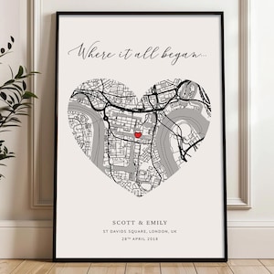 Regalo personalizado para la primera cita, regalo de aniversario para esposa, esposo, donde todo empezó, regalo de boda personalizado, regalo de aniversario para ella