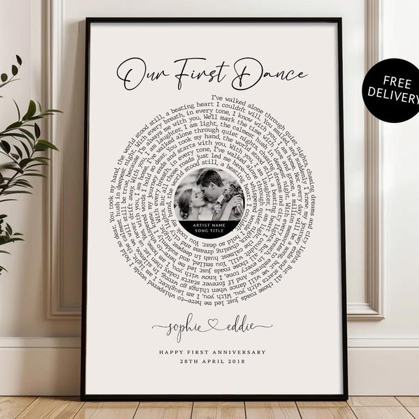 Personalized Song Lyrics Photo Print | Anniversary Gift | Wedding Gift