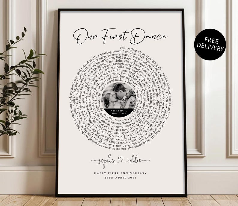 Personalized Song Lyrics Photo Print | Anniversary Gift | Wedding Gift ...