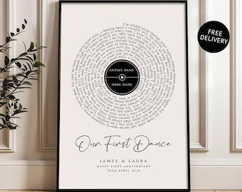 Benutzerdefinierte Songtexte Fotodruck, Geschenk zum Jahrestag, Hochzeitsgeschenk