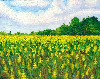 Giclee print, Goldenrod and Sunflowers, 9 x 12 in.