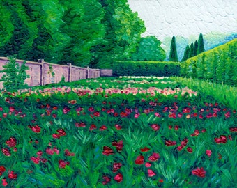 Peony Garden, 6 x 12 in., giclee print