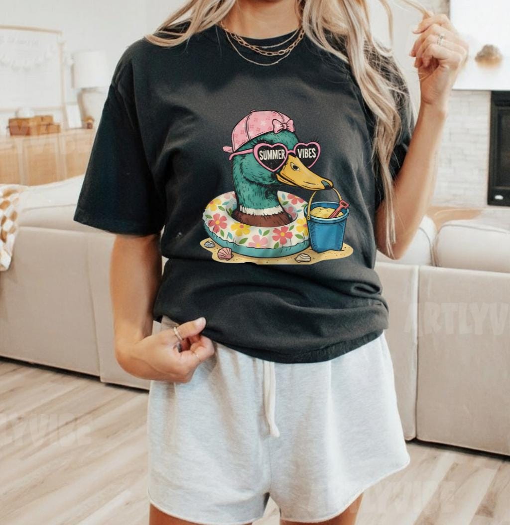 Summer Vibes Duck PNG, Beach Graphic, Funny Vacation, Tropical Pool ...