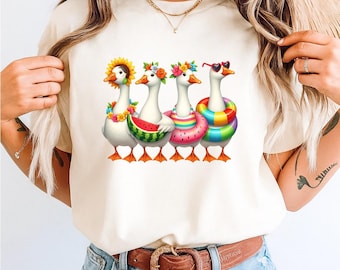 Summer Goose Squad PNG – Funny Beach Ducks Design | Cute Pool Float Animal Clipart | Digital Download for Sublimation, T-Shirts & Crafts