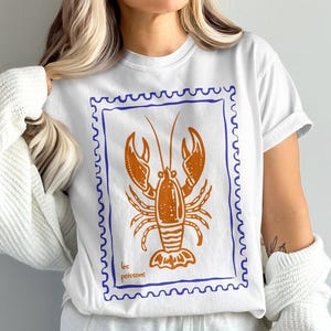 Hummer Stempel Art SVG PNG - Französisches Küstennautikdesign von Les Poissons, Clipart für Muscheln, Sommerozean-Schnittdatei