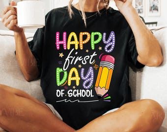 Neon Happy First Day of School Png, Preppy Back To School Png, Pre-k To Fourth Grade Png, Teacher Gift Png, Hello School png